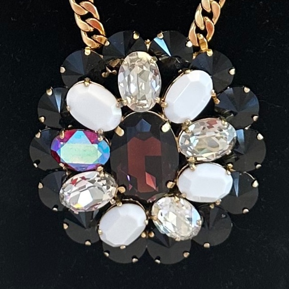 Rebekah Price Swarovski Crystal Flower Pendant on Wide Gold Italian Chain - Picture 3 of 12